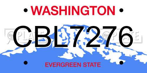 CBL7276 Washington License Plate