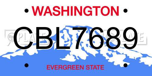 CBL7689 Washington License Plate