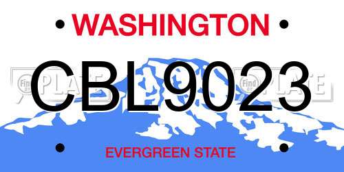 CBL9023 Washington License Plate