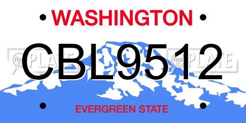CBL9512 Washington License Plate