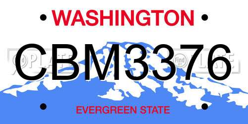 CBM3376 Washington License Plate