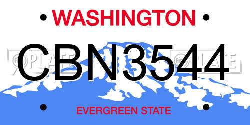 CBN3544 Washington License Plate