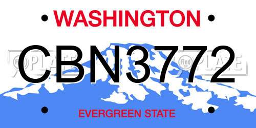 CBN3772 Washington License Plate