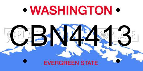 CBN4413 Washington License Plate