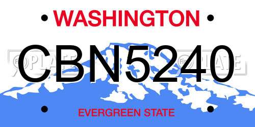 CBN5240 Washington License Plate