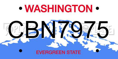 CBN7975 Washington License Plate