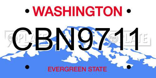 CBN9711 Washington License Plate