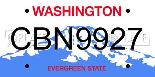CBN9927 Washington License Plate