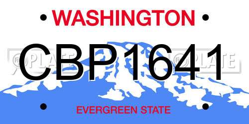 CBP1641 Washington License Plate