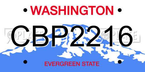 CBP2216 Washington License Plate
