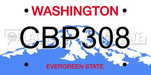 CBP308 Washington License Plate