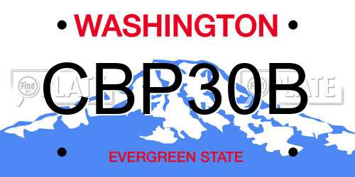 CBP30B Washington License Plate