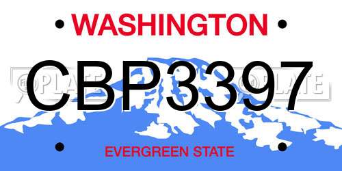 CBP3397 Washington License Plate
