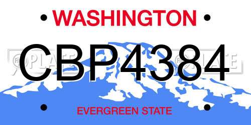 CBP4384 Washington License Plate
