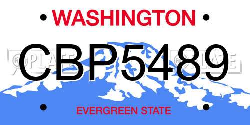 CBP5489 Washington License Plate
