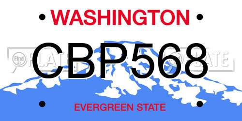 CBP568 Washington License Plate