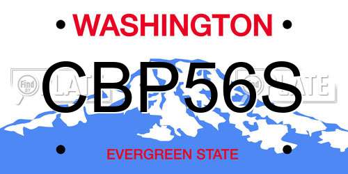 CBP56S Washington License Plate