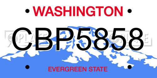 CBP5858 Washington License Plate