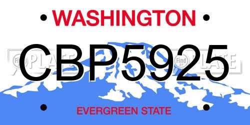 CBP5925 Washington License Plate