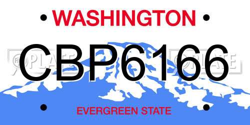CBP6166 Washington License Plate