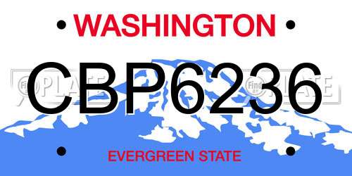 CBP6236 Washington License Plate
