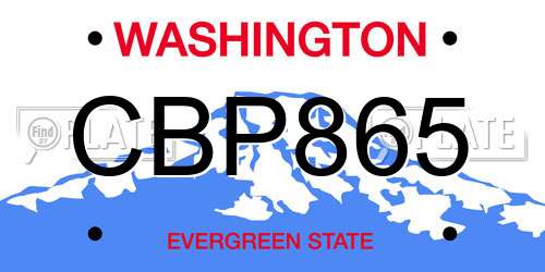 CBP865 Washington License Plate