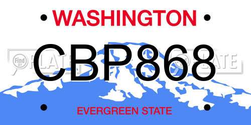 CBP868 Washington License Plate