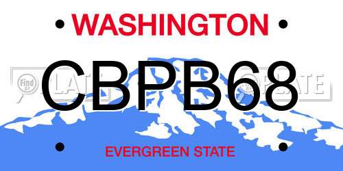 CBPB68 Washington License Plate
