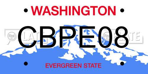 CBPE08 Washington License Plate