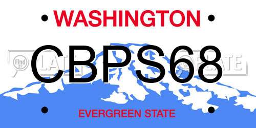 CBPS68 Washington License Plate