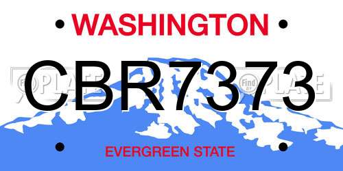 CBR7373 Washington License Plate