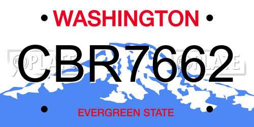 CBR7662 Washington License Plate