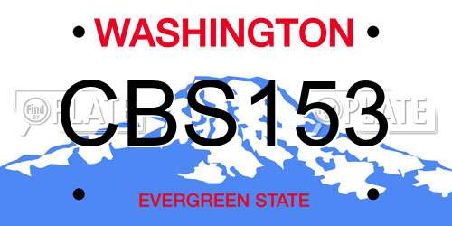 CBS153 Washington License Plate