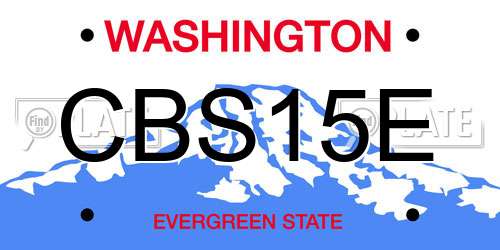 CBS15E Washington License Plate