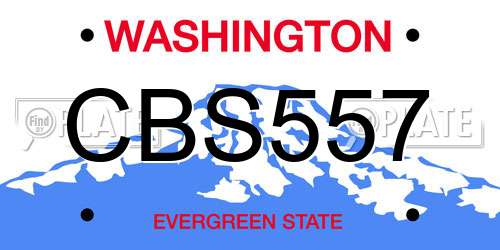 CBS557 Washington License Plate