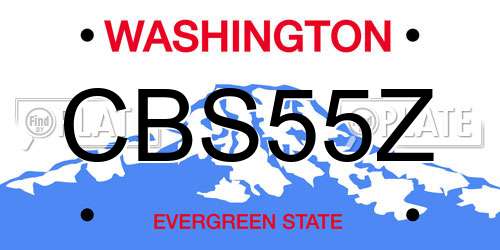 CBS55Z Washington License Plate
