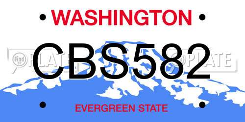 CBS582 Washington License Plate
