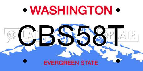 CBS58T Washington License Plate