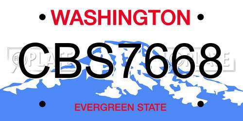 CBS7668 Washington License Plate
