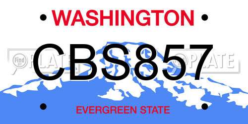 CBS857 Washington License Plate
