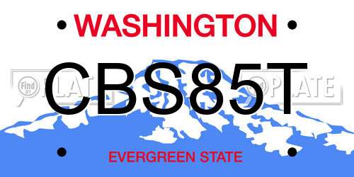 CBS85T Washington License Plate