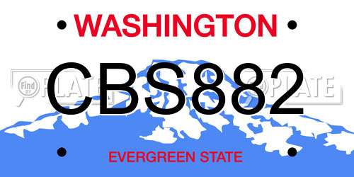 CBS882 Washington License Plate