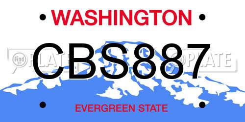 CBS887 Washington License Plate