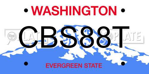 CBS88T Washington License Plate