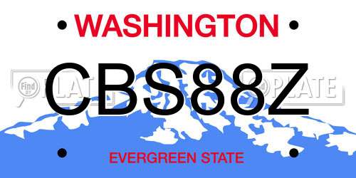 CBS88Z Washington License Plate