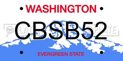 CBSB52 Washington License Plate