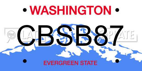 CBSB87 Washington License Plate