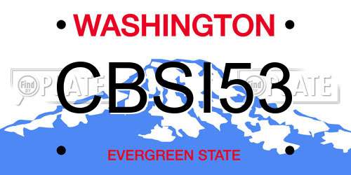 CBSI53 Washington License Plate