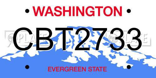 CBT2733 Washington License Plate