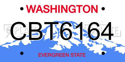 CBT6164 Washington License Plate